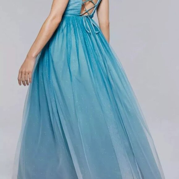 Teeze Me Junior S Open Lattice Back Ombre Gown Blue Size 0 - Picture 2 of 2